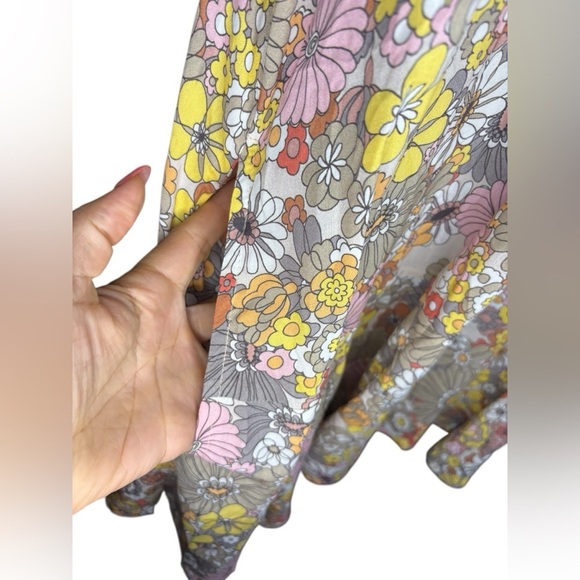 Uncle Frank yellow flowy floral dress statement sleeves lightweight sz XL used - Picture 2 of 7